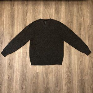 Eddie Bauer Lamb's Wool V Neck Sweater Men's Size Large Tall Gray Knit Pullover